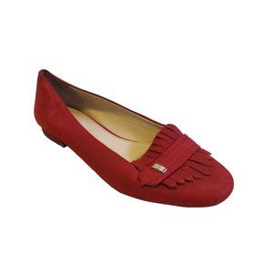 *Alex Marie Cranberry Red Suede Fringed Vamp Round Toe Flats